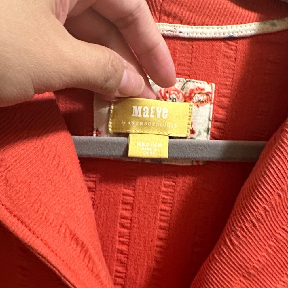 Anthropologie Coral Button-Front Midi Dress - Picture 5 of 5